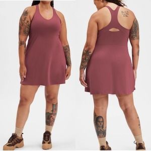 Girlfriend Collective Dress Womens Large Fig Mauve Lola VNeck Tank Athleisure